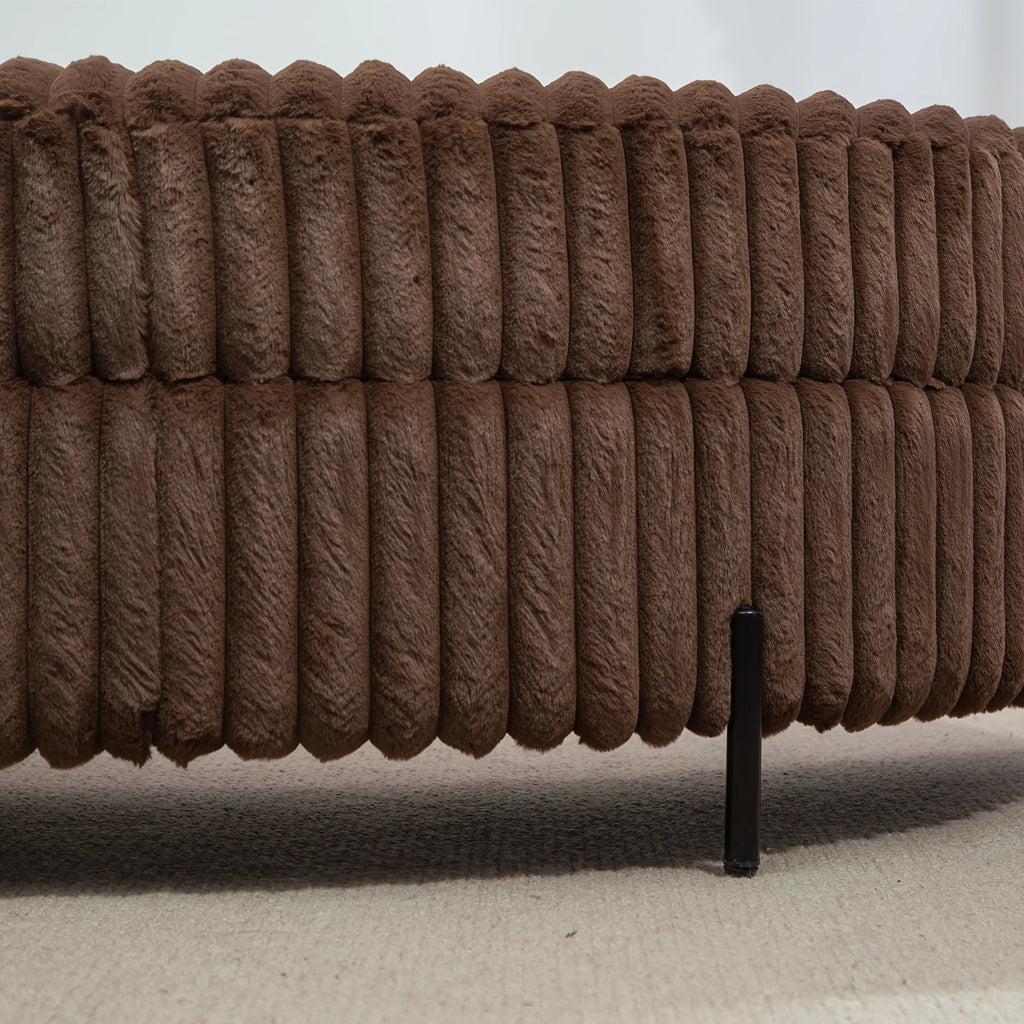 47.2"W Half Moon Storage Ottoman, Upholstered Storage Bench Reversible With Tray And Metal Legs For Living Room, Entryway House Of Avana