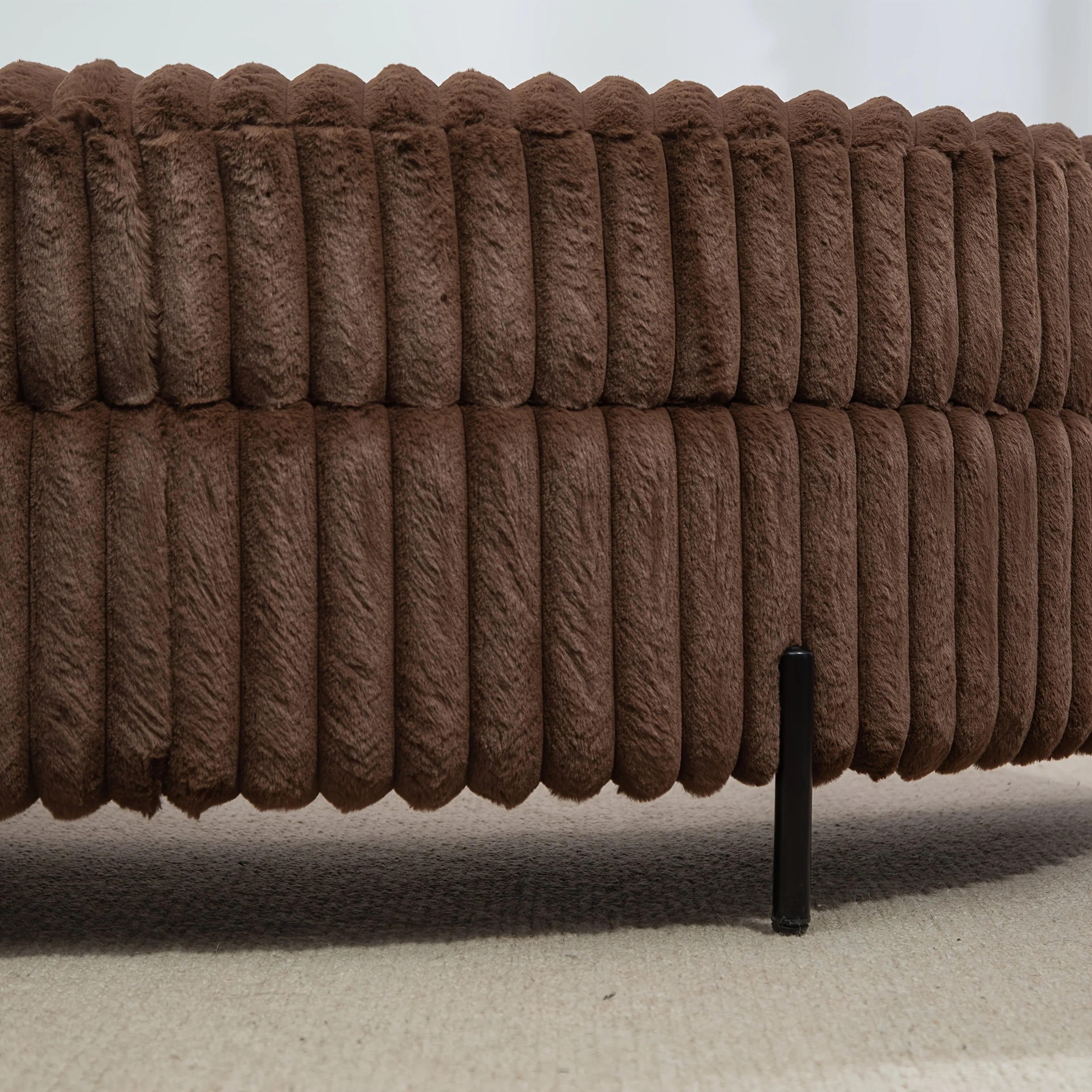 47.2"W Half Moon Storage Ottoman, Upholstered Storage Bench Reversible With Tray And Metal Legs For Living Room, Entryway House Of Avana