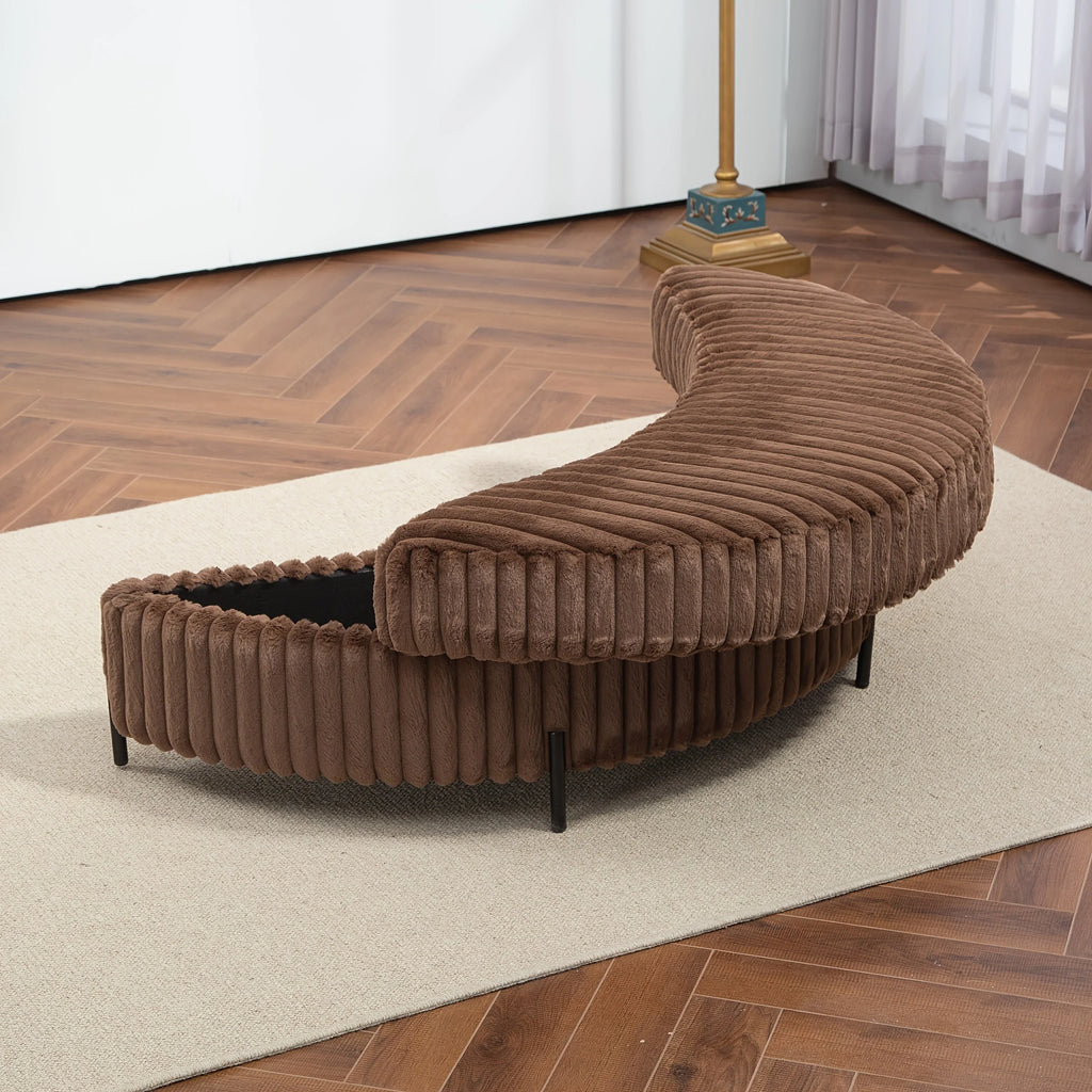 47.2"W Half Moon Storage Ottoman, Upholstered Storage Bench Reversible With Tray And Metal Legs For Living Room, Entryway House Of Avana