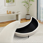 47.2"W Half Moon Storage Ottoman, Upholstered Storage Bench Reversible With Tray And Metal Legs For Living Room, Entryway House Of Avana