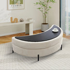 47.2"W Half Moon Storage Ottoman, Upholstered Storage Bench Reversible With Tray And Metal Legs For Living Room, Entryway House Of Avana