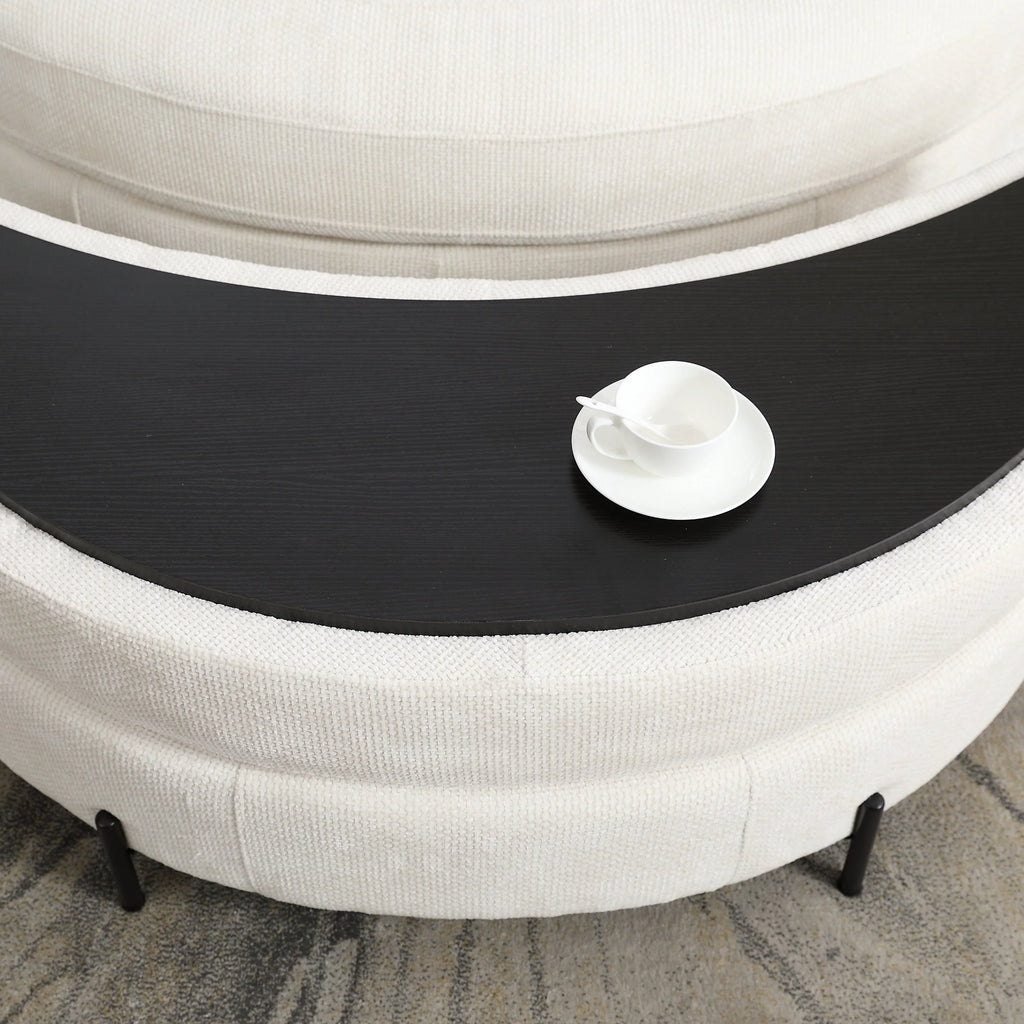 47.2"W Half Moon Storage Ottoman, Upholstered Storage Bench Reversible With Tray And Metal Legs For Living Room, Entryway House Of Avana