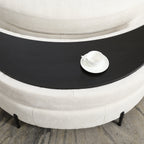 47.2"W Half Moon Storage Ottoman, Upholstered Storage Bench Reversible With Tray And Metal Legs For Living Room, Entryway House Of Avana