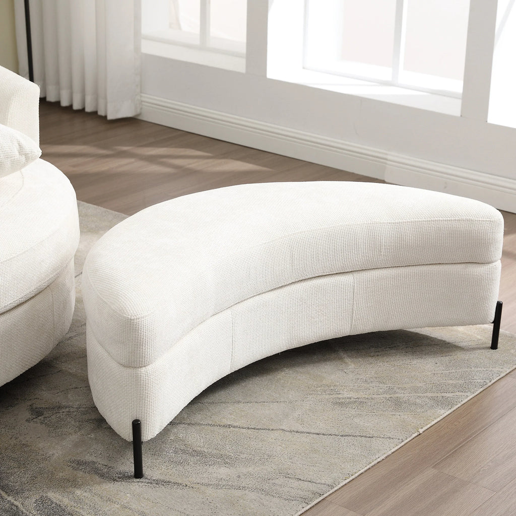47.2"W Half Moon Storage Ottoman, Upholstered Storage Bench Reversible With Tray And Metal Legs For Living Room, Entryway House Of Avana