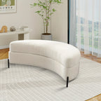 47.2"W Half Moon Storage Ottoman, Upholstered Storage Bench Reversible With Tray And Metal Legs For Living Room, Entryway House Of Avana