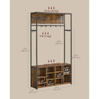 Hall Tree with Bench and Shoe Storage Coat Rack with Shoe Bench Hallway Furniture Open Compartments Industrial Style Space Saving Rustic Brown and Ink Black HSR432K01 House Of Avana