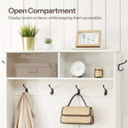 Entryway Bench with Coat Rack and Shoe Cabinet, Hall Tree with Bench, Flip Drawers, Farmhouse Hall Tree with Shoe Organizer, Mud Room, White and Walnut House Of Avana