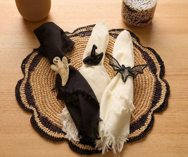 Halloween Napkin Ring with Ghost Bat Witch Hat Options, Handmade Table Decor, Rustic Spooky Party Accent, Fall Dinner Napkin Holder Payton James