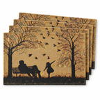 DaDalogy Bedding Set of 4 Pieces Autumn Birds Blessing Tapestry Dining Placemats 13” x 19” (Thanksgiving)
