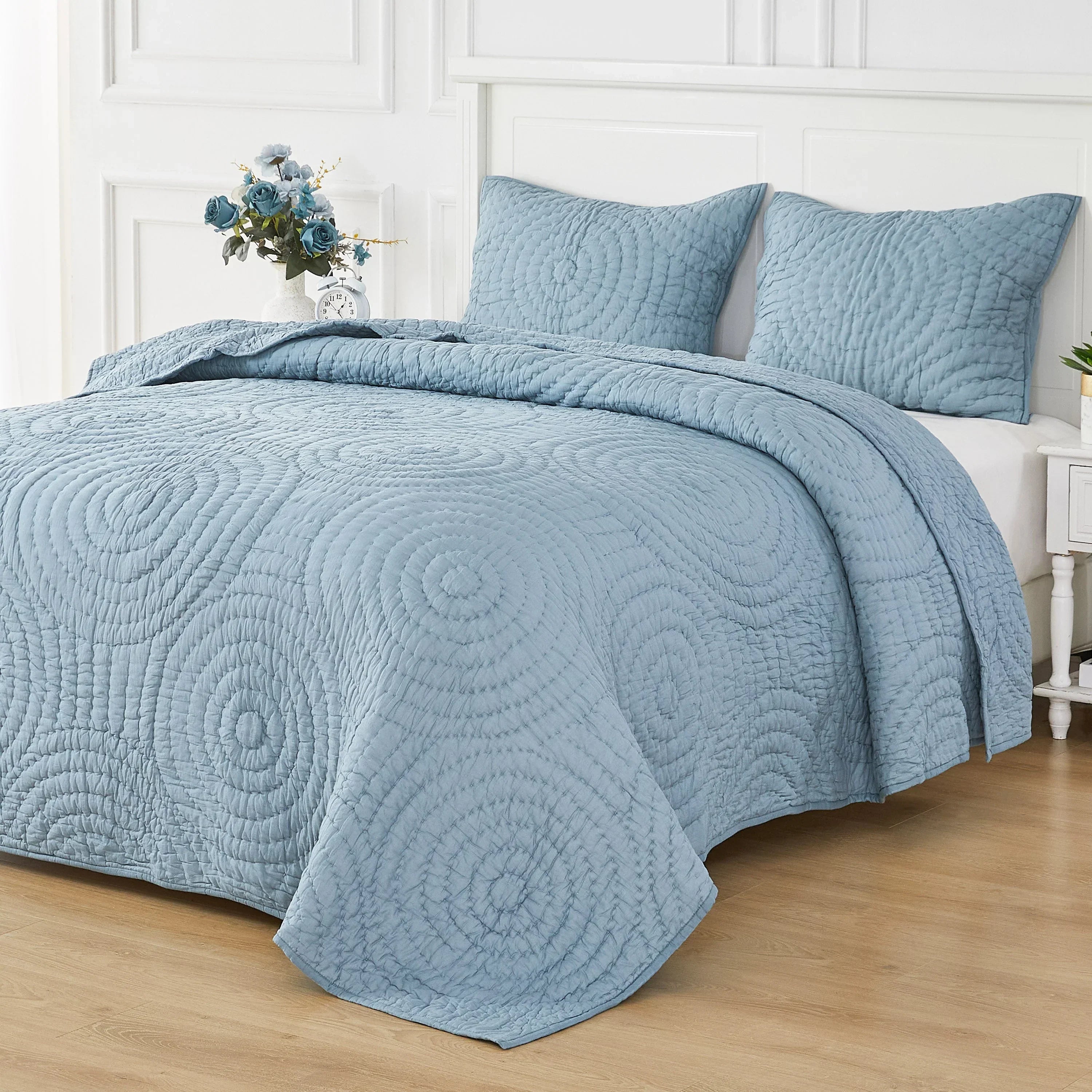Halo Cotton Voile Hand Stitched Quilt Set Mélange Home
