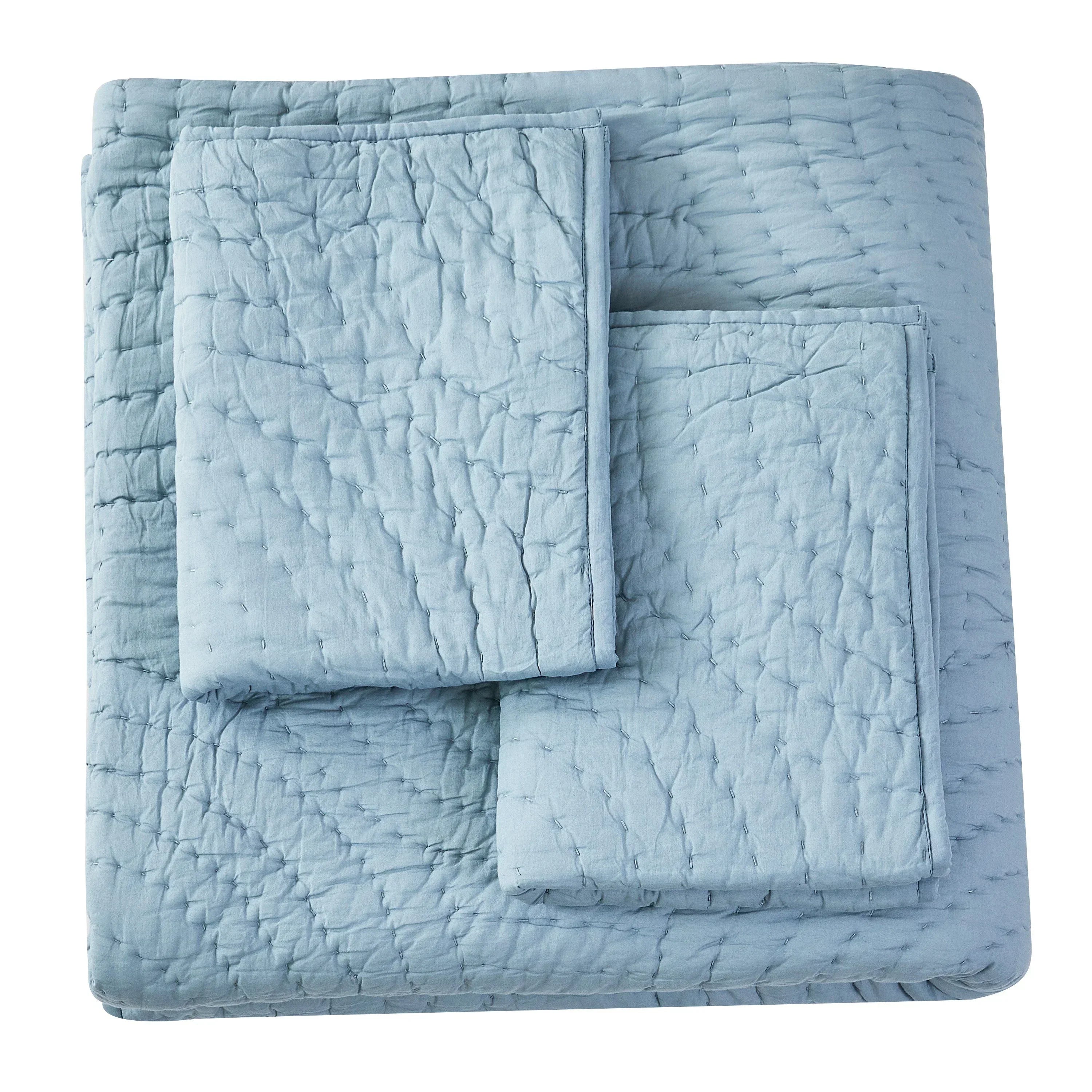 Halo Cotton Voile Hand Stitched Quilt Set Mélange Home