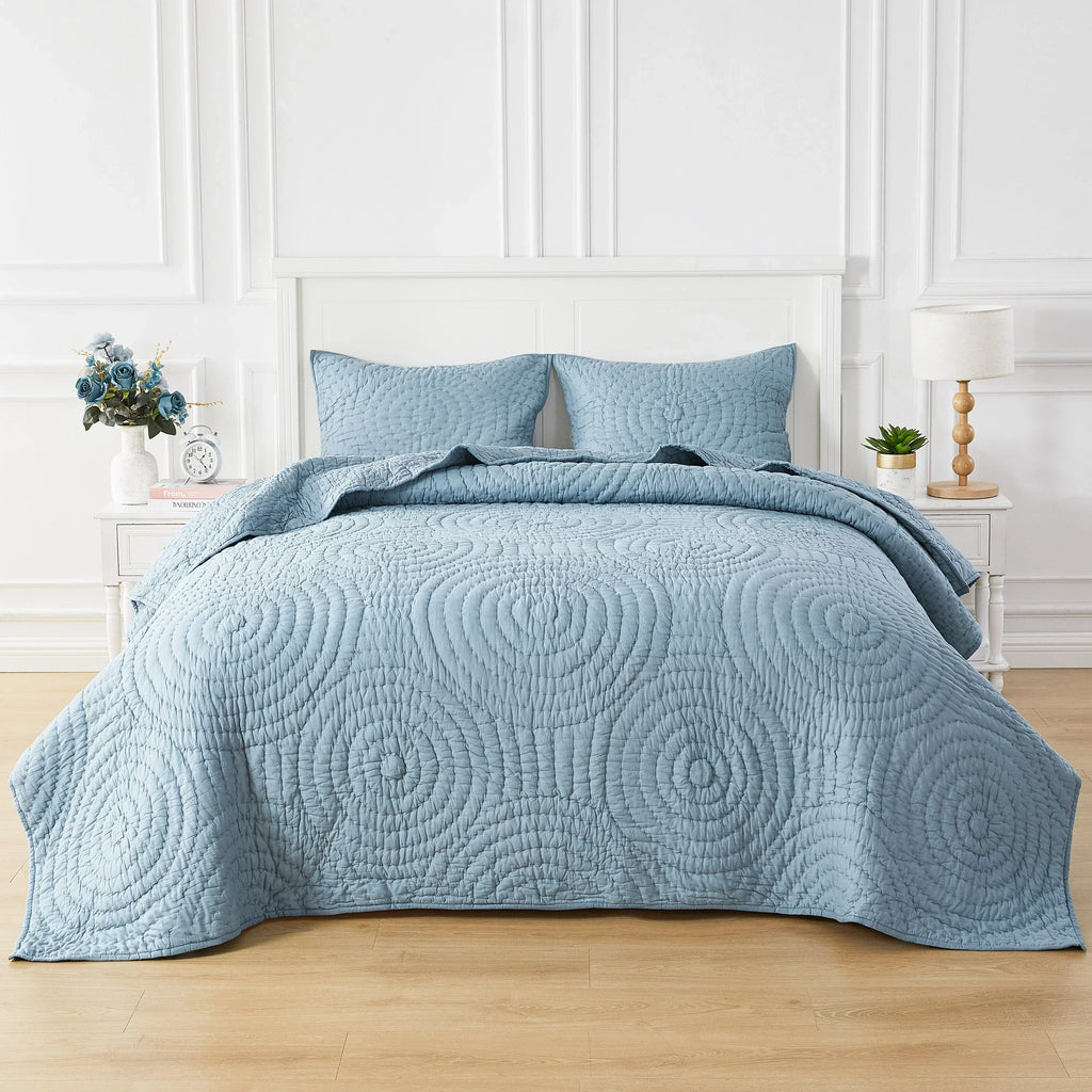 Halo Cotton Voile Hand Stitched Quilt Set Mélange Home