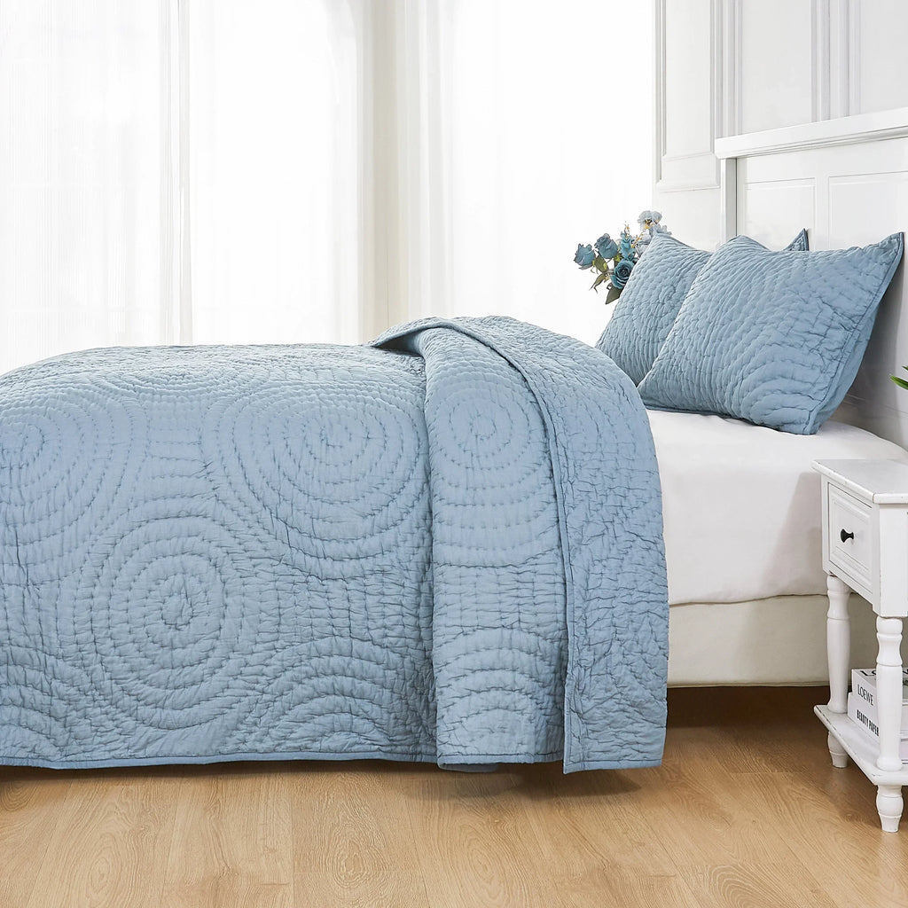 Halo Cotton Voile Hand Stitched Quilt Set Mélange Home