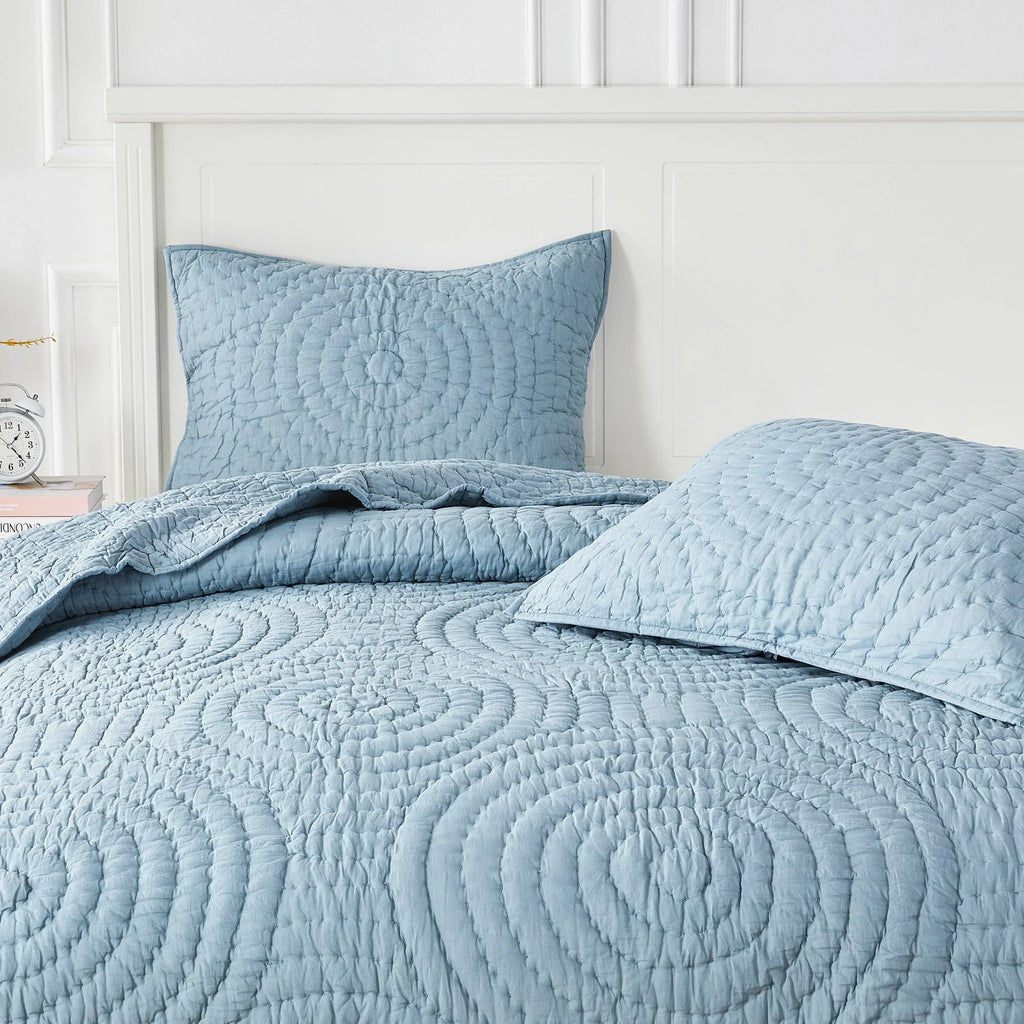 Halo Cotton Voile Hand Stitched Quilt Set Mélange Home
