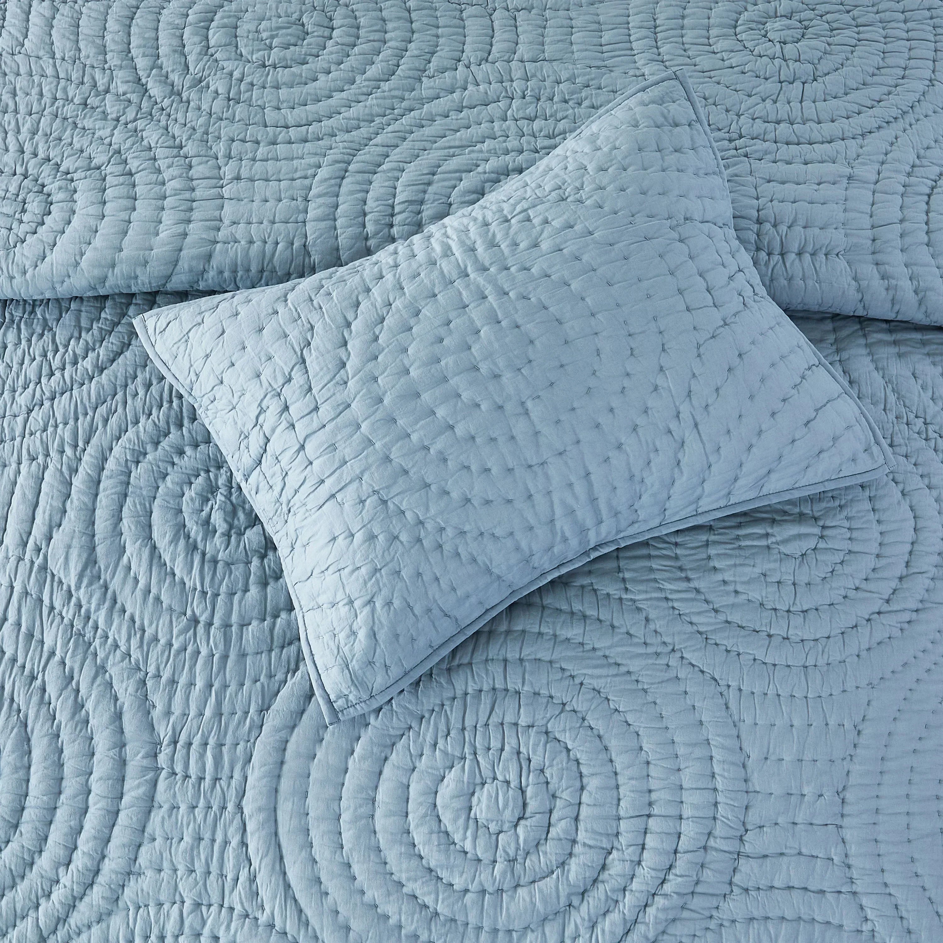 Halo Cotton Voile Hand Stitched Quilt Set Mélange Home