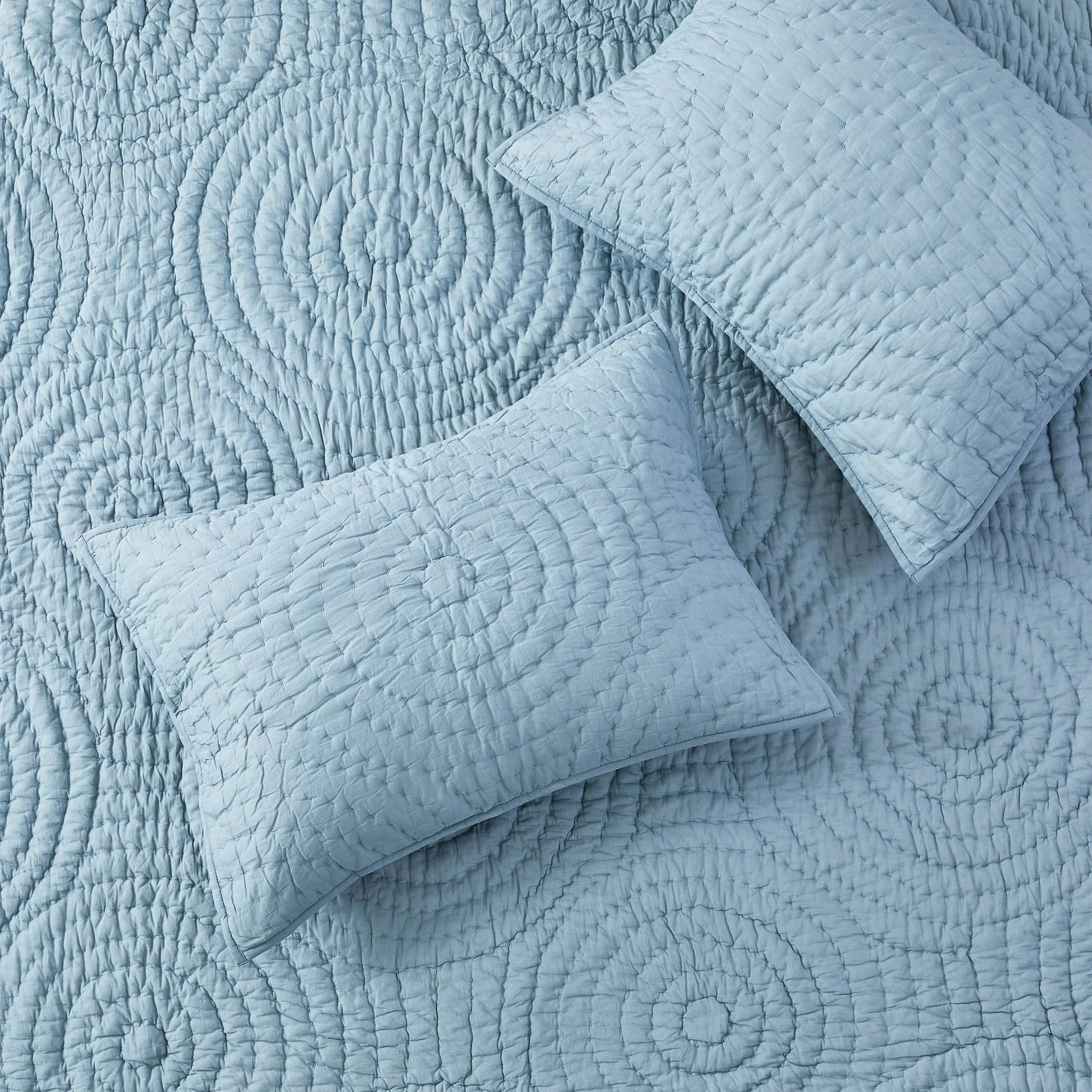 Halo Cotton Voile Hand Stitched Quilt Set Mélange Home