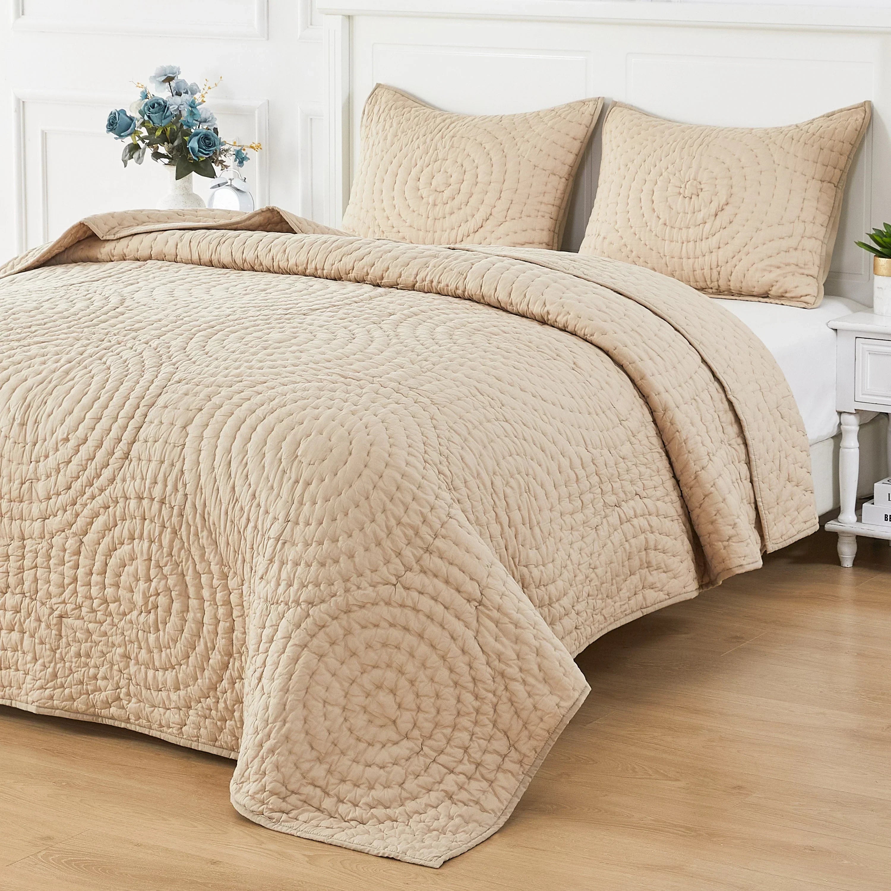 Halo Cotton Voile Hand Stitched Quilt Set Mélange Home