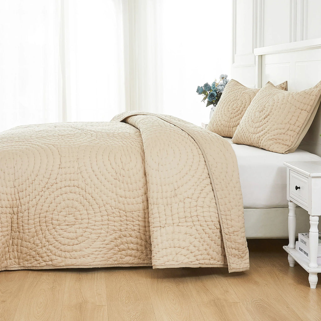 Halo Cotton Voile Hand Stitched Quilt Set Mélange Home