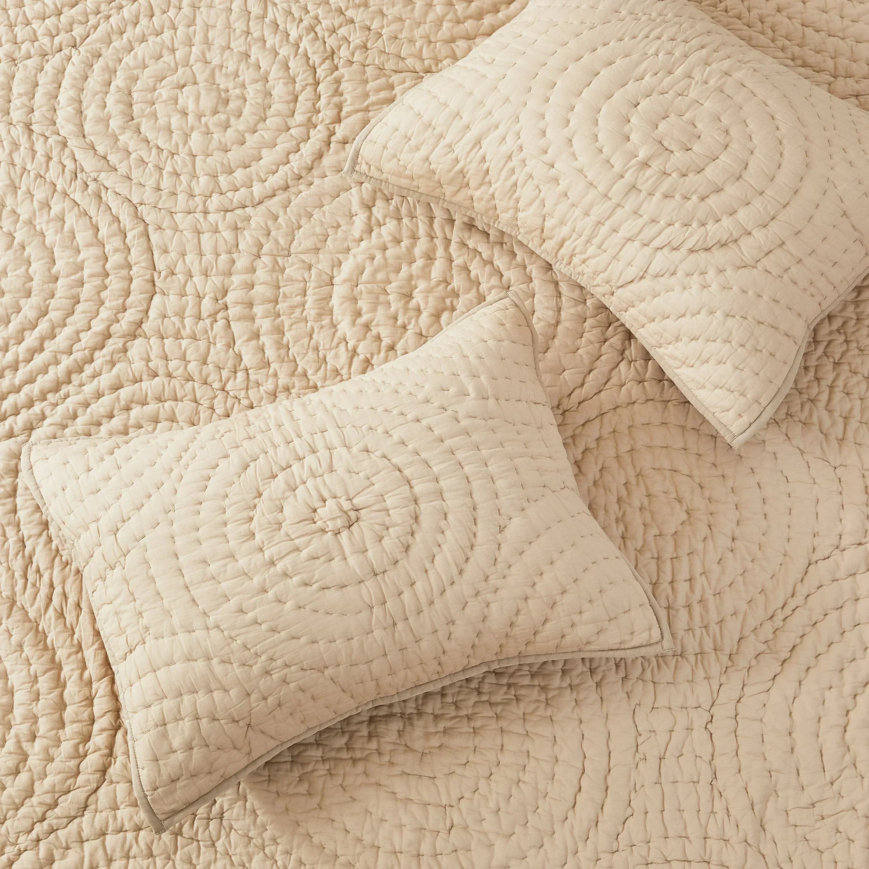 Halo Cotton Voile Hand Stitched Quilt Set Mélange Home