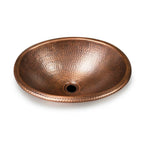 Hammered Copper Oval Bathroom Sink Vessel 17 x 13 inch