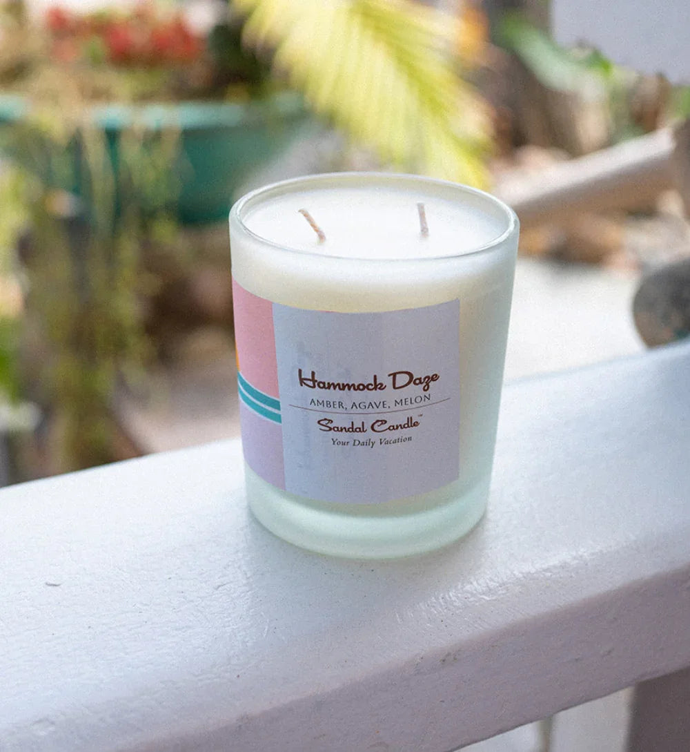 Woven beige hammock, wooden frame, relaxing outdoor seating - House of Avana