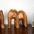 Hand-Carved Teak Wood Elephant Sculpture - 7.5" Tall Handcrafted Figurine with Intricate Detailing, Symbol of Wisdom & Protection, Natural Wood Grain Home Decor for Living Room, Bedroom, Office - Unique Gift for Women & Eleph House Of Avana