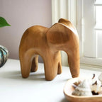 Hand-Carved Teak Wood Elephant Sculpture - 7.5" Tall Handcrafted Figurine with Intricate Detailing, Symbol of Wisdom & Protection, Natural Wood Grain Home Decor for Living Room, Bedroom, Office - Unique Gift for Women & Eleph House Of Avana