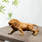 Hand-carved Wooden Lion Sculpture - House Of Avana
