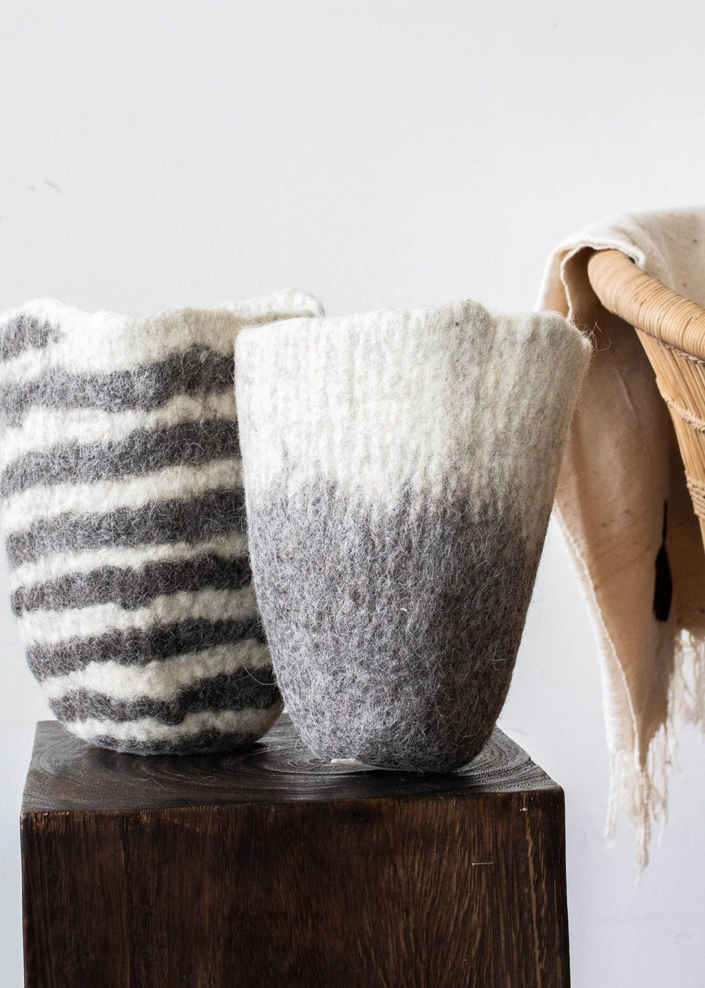 Hand-felted Woven Wool Table Vase, front view - House Of Avana
