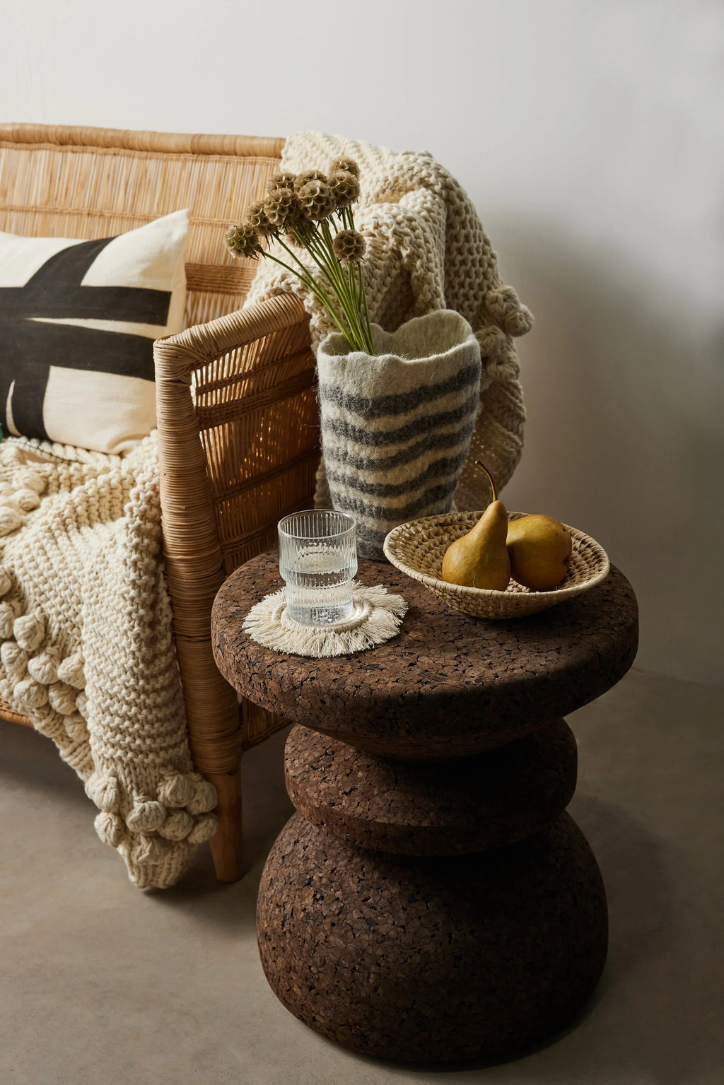 Hand-felted Woven Wool Table Vase, back view - House Of Avana