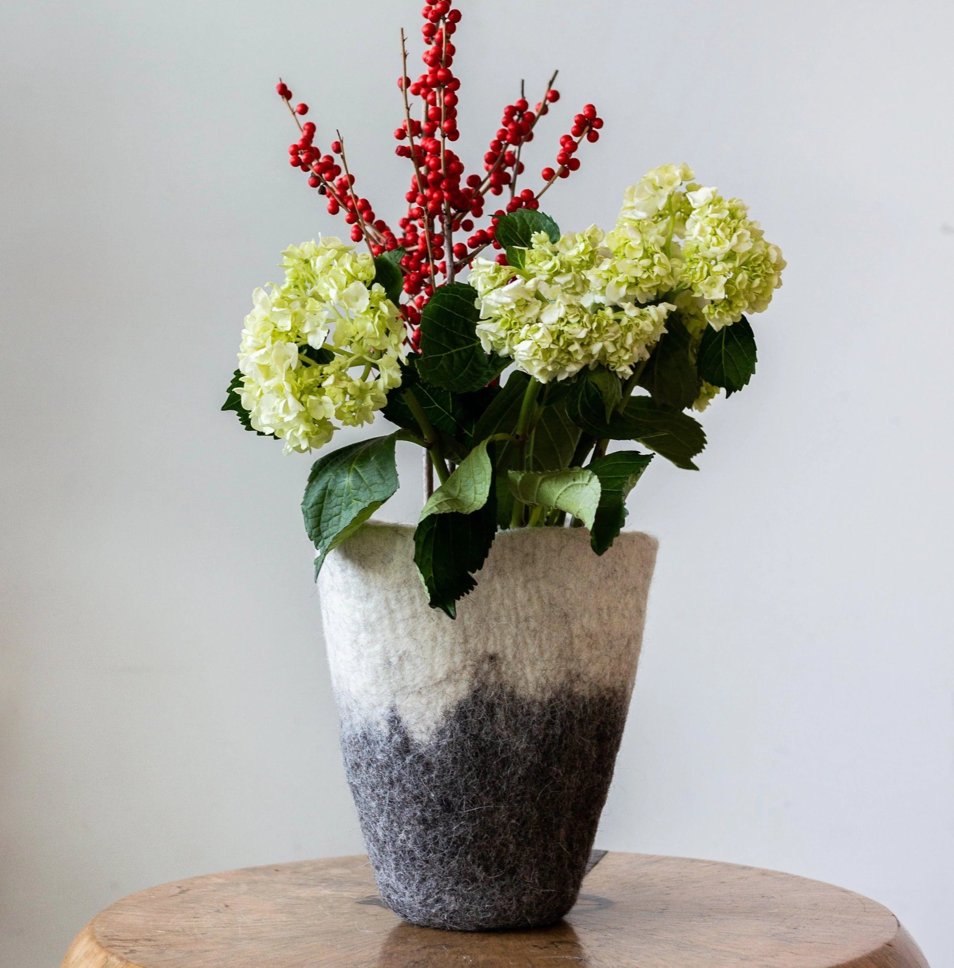 Hand-Felted Woven Wool Table Vase Kanju Interiors