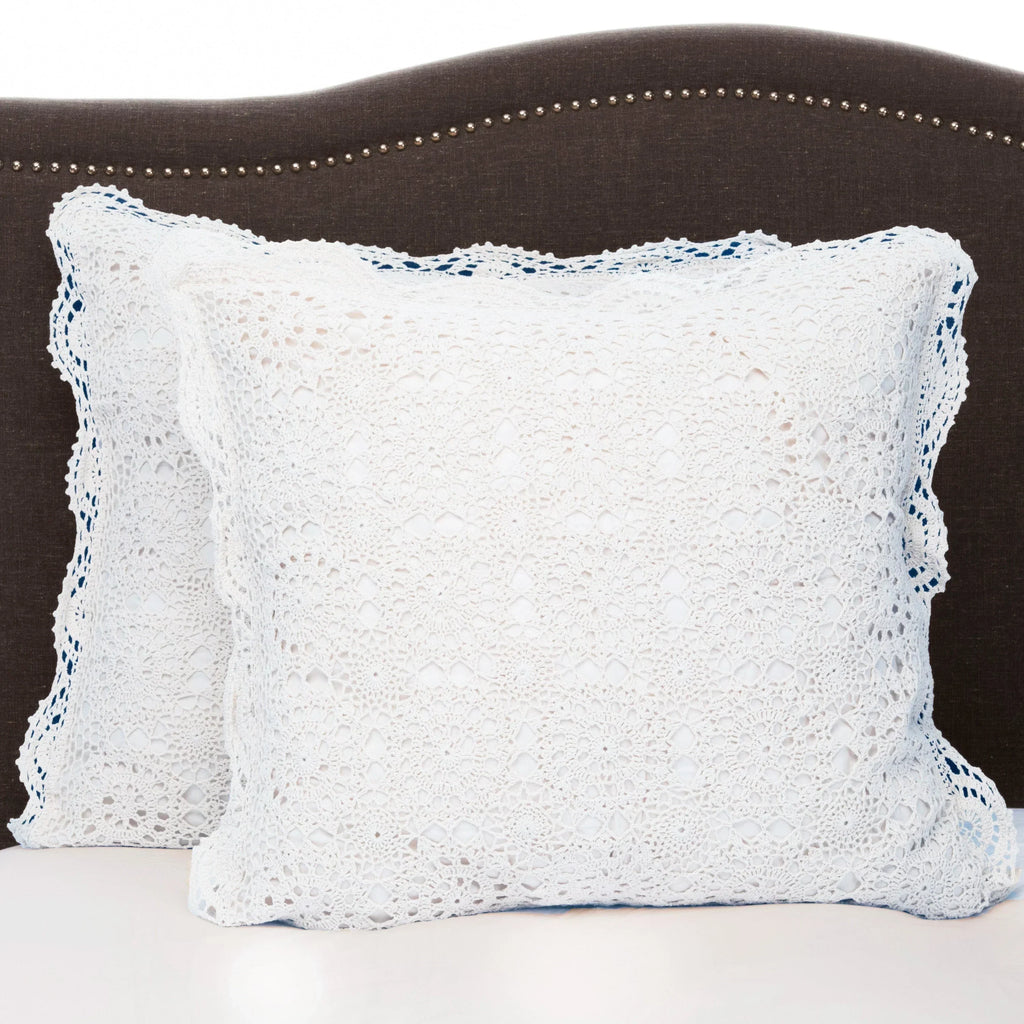 Hand Made Crochet Cotton Pillow Sham Pairs Mélange Home