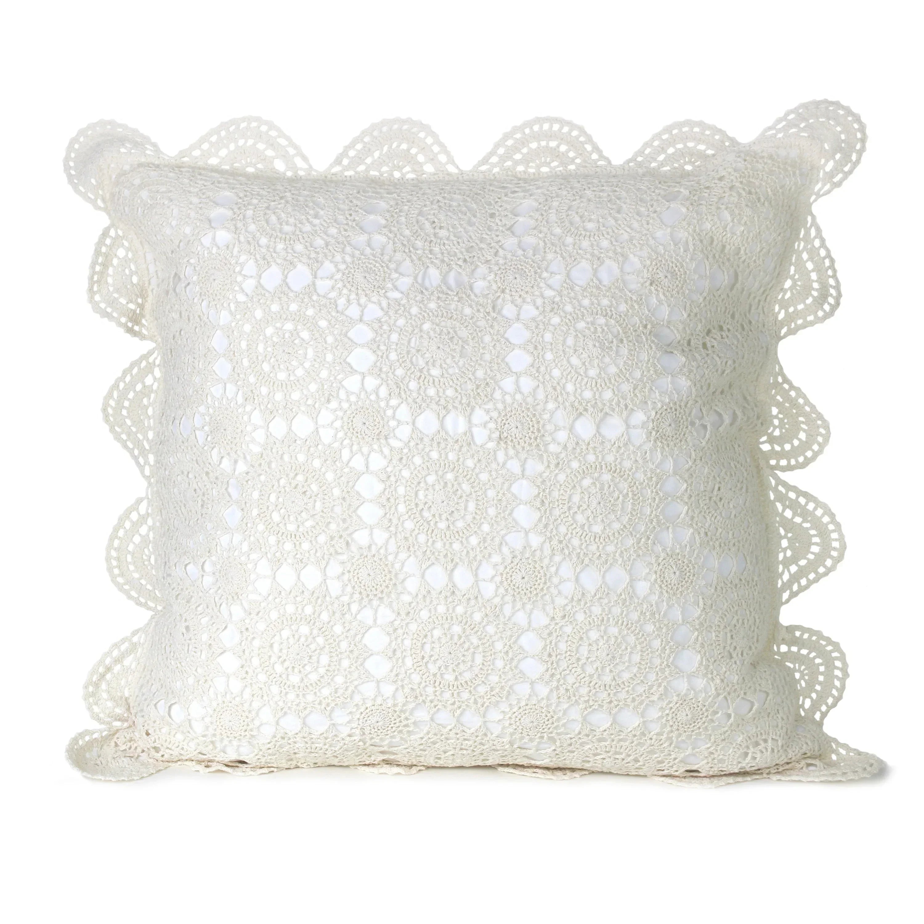 Hand Made Crochet Cotton Pillow Sham Pairs Mélange Home