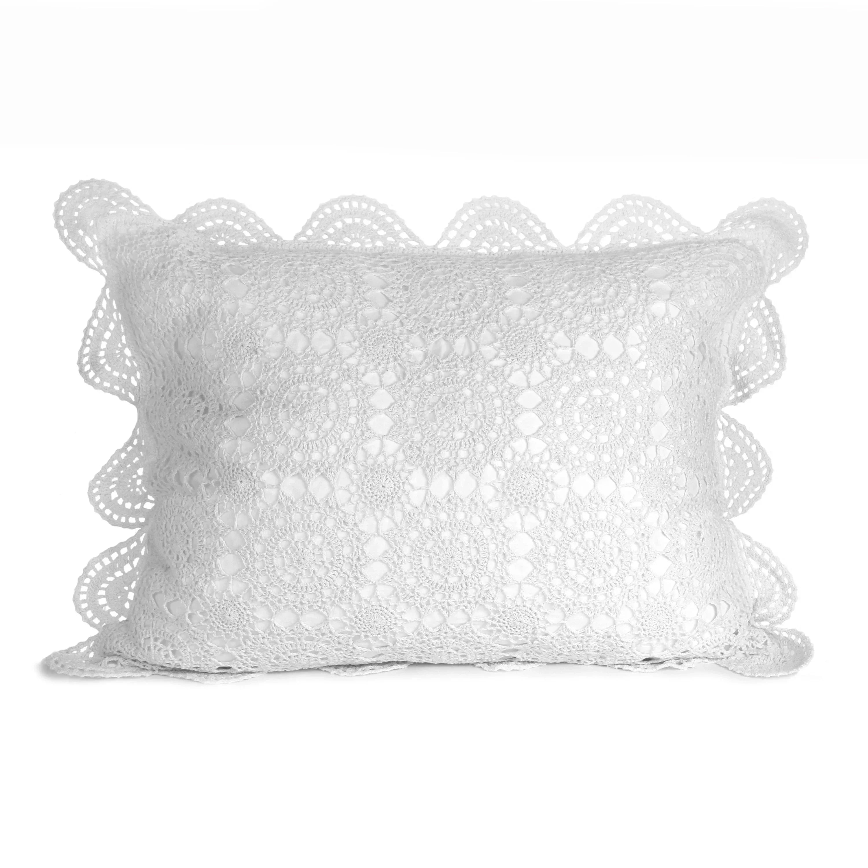 Hand Made Crochet Cotton Pillow Sham Pairs Mélange Home