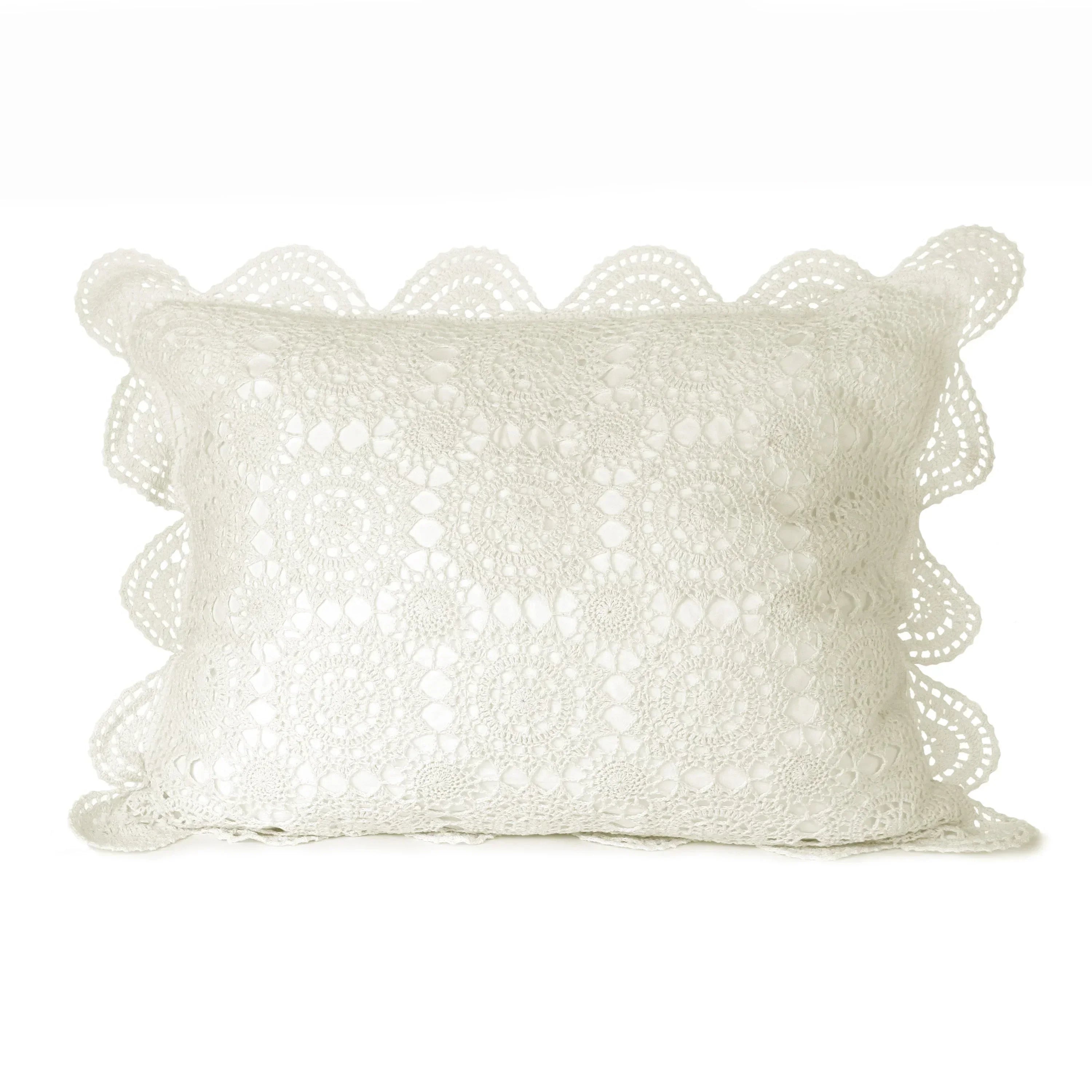 Hand Made Crochet Cotton Pillow Sham Pairs Mélange Home