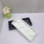 Light Luxury Artificial Stone Bathroom Decorative Tray, 25.2×10.64cm Rectangular Marble Texture Storage Tray, Bathroom Trays House Of Avana
