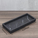 Light Luxury Artificial Stone Bathroom Decorative Tray, 25.2×10.64cm Rectangular Marble Texture Storage Tray, Bathroom Trays House Of Avana
