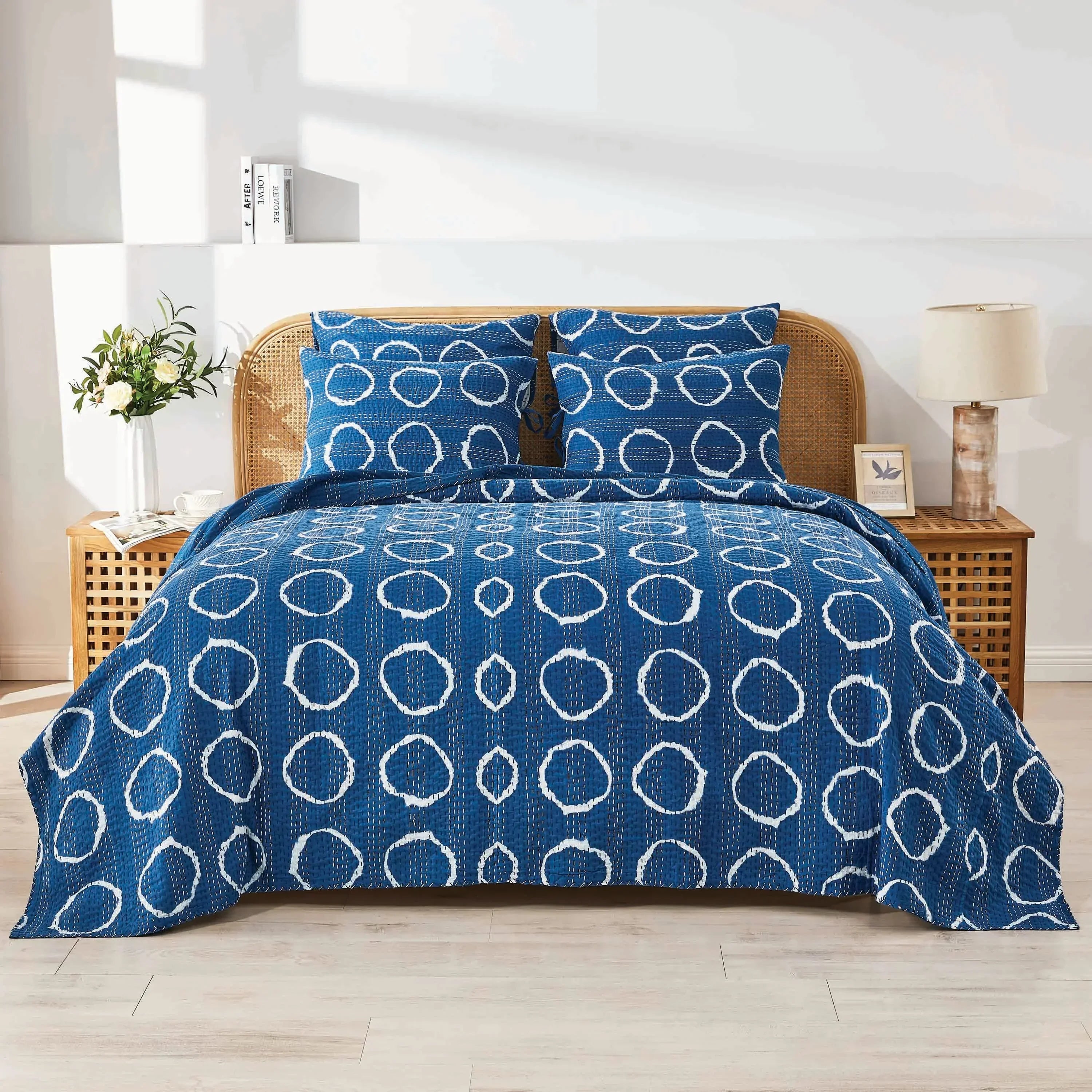 Hand Stitched Block Print Kantha Coverlets Mélange Home