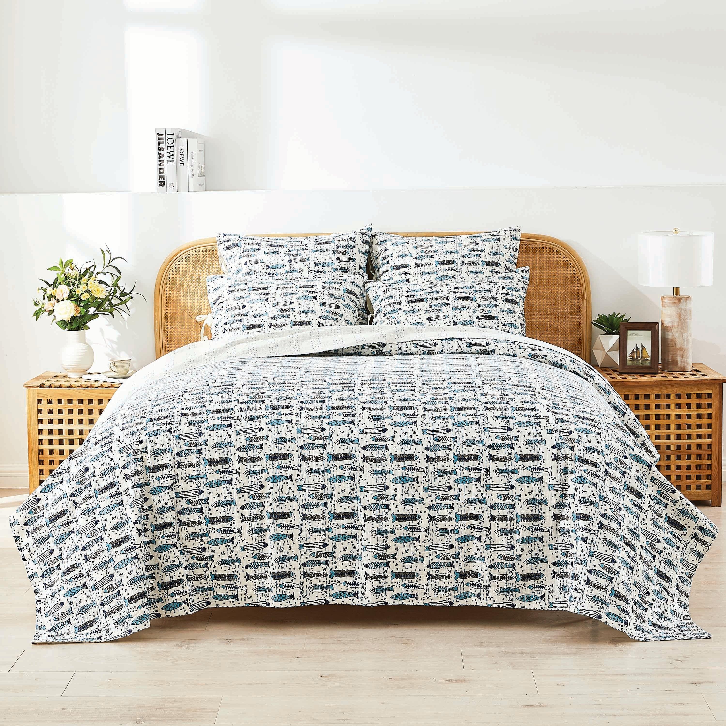 Hand Stitched Block Print Kantha Coverlets Mélange Home