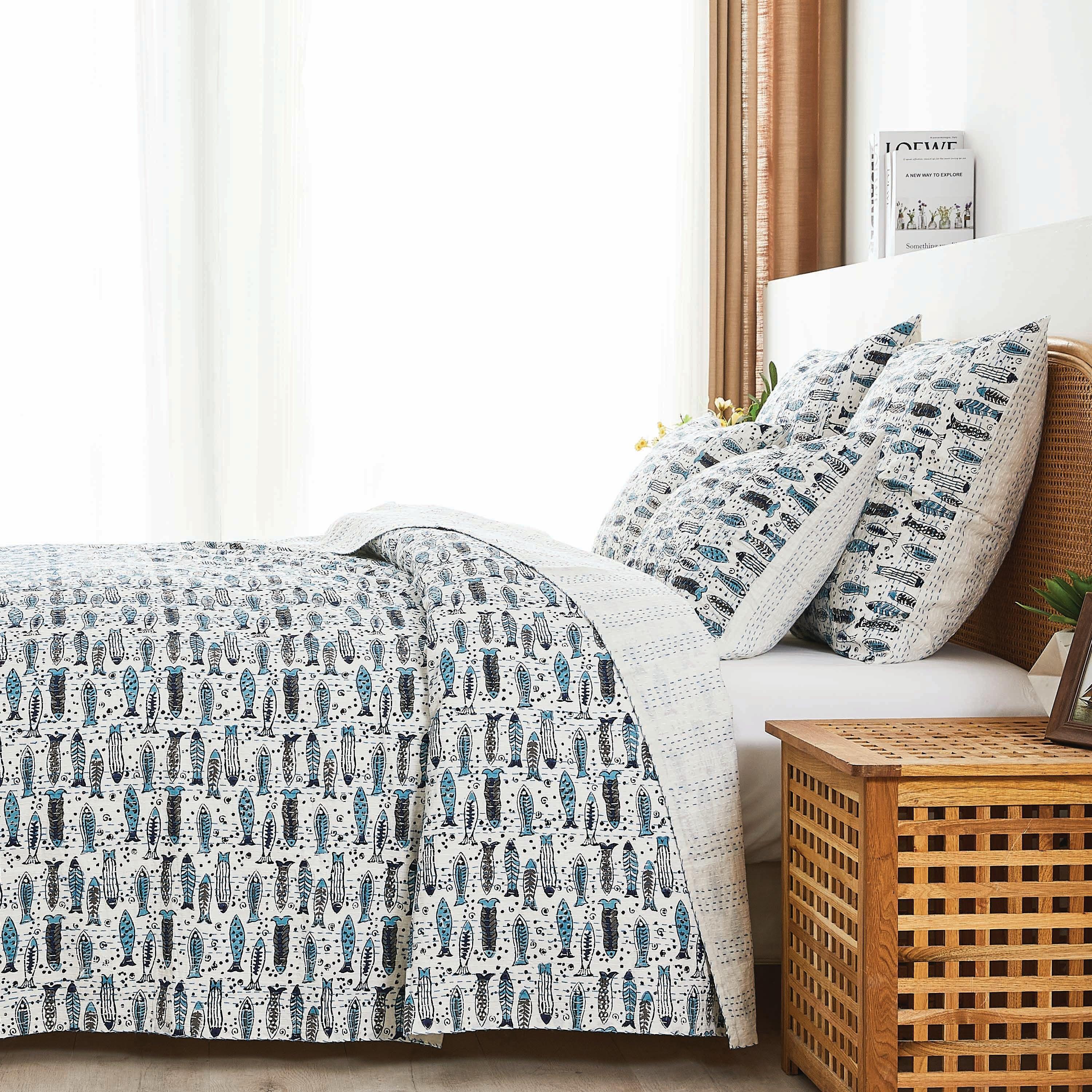 Hand Stitched Block Print Kantha Coverlets Mélange Home