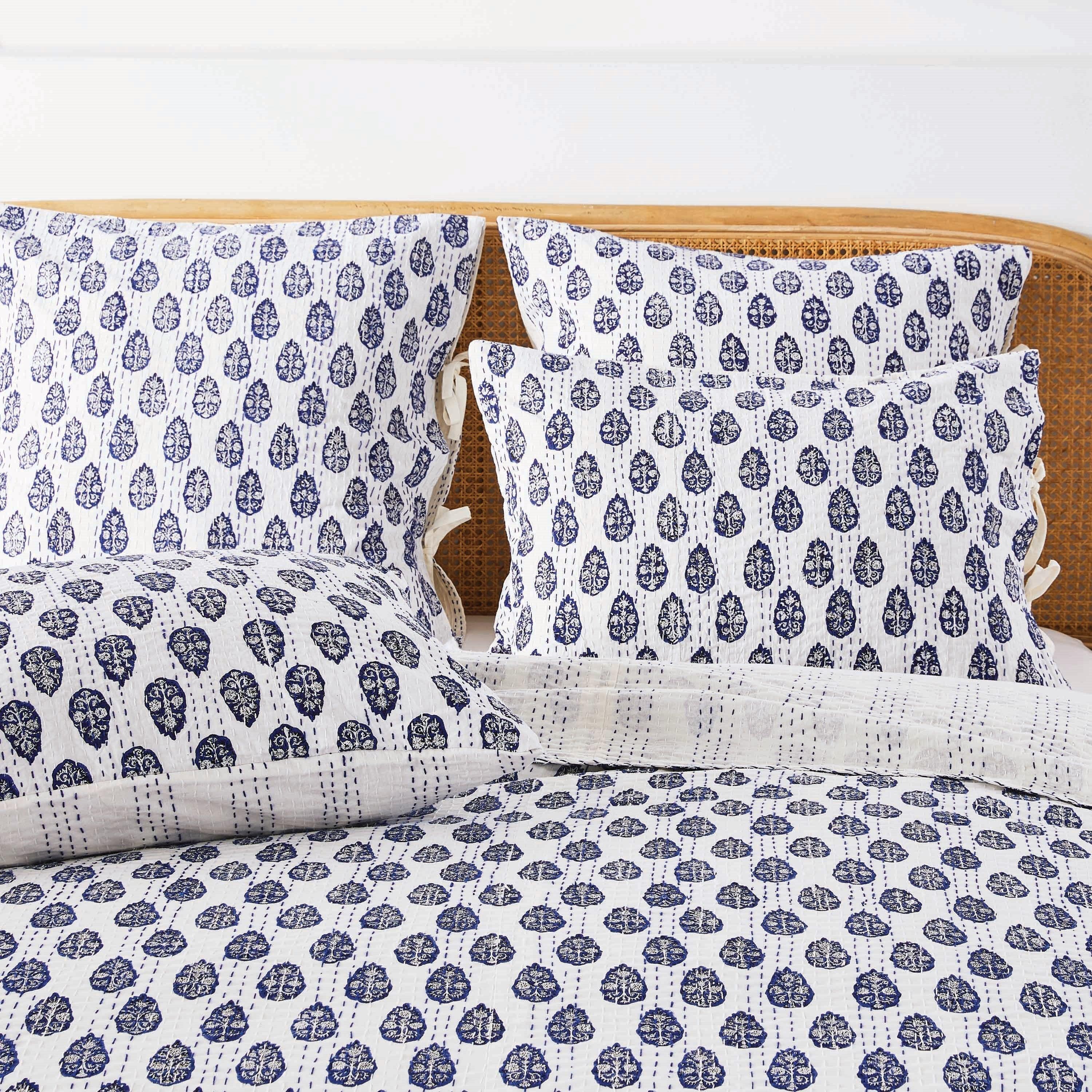Hand Stitched Block Print Kantha Coverlets Mélange Home