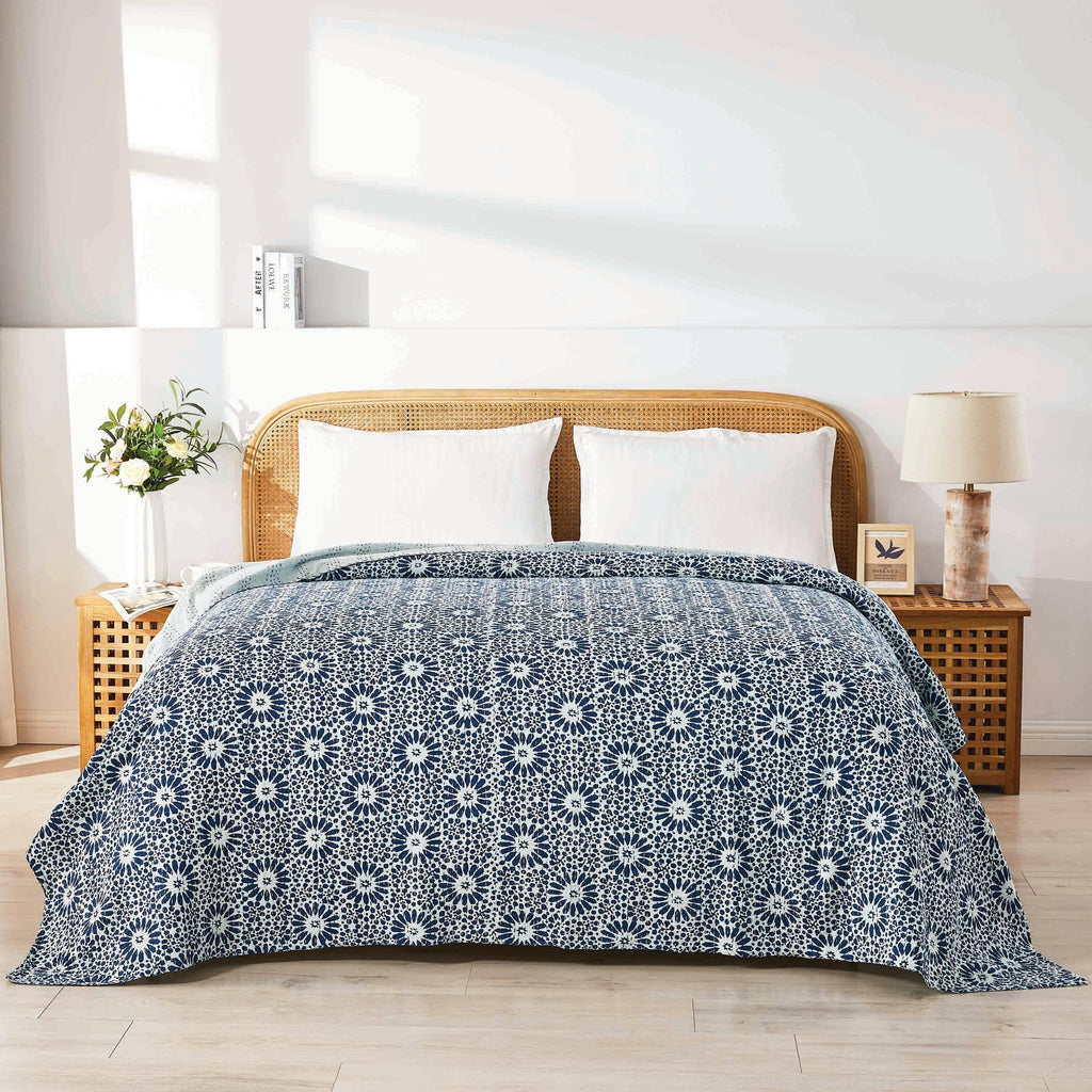 Hand Stitched Block Print Kantha Coverlets Mélange Home