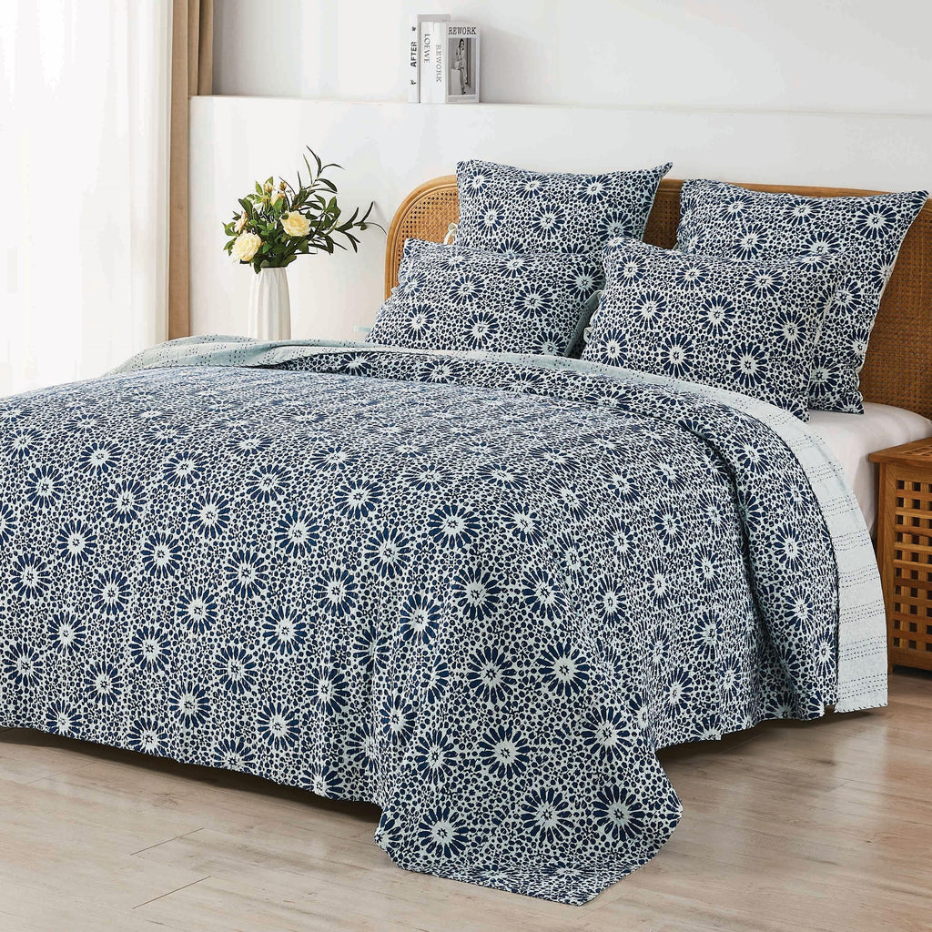 Hand Stitched Block Print Kantha Coverlets Mélange Home