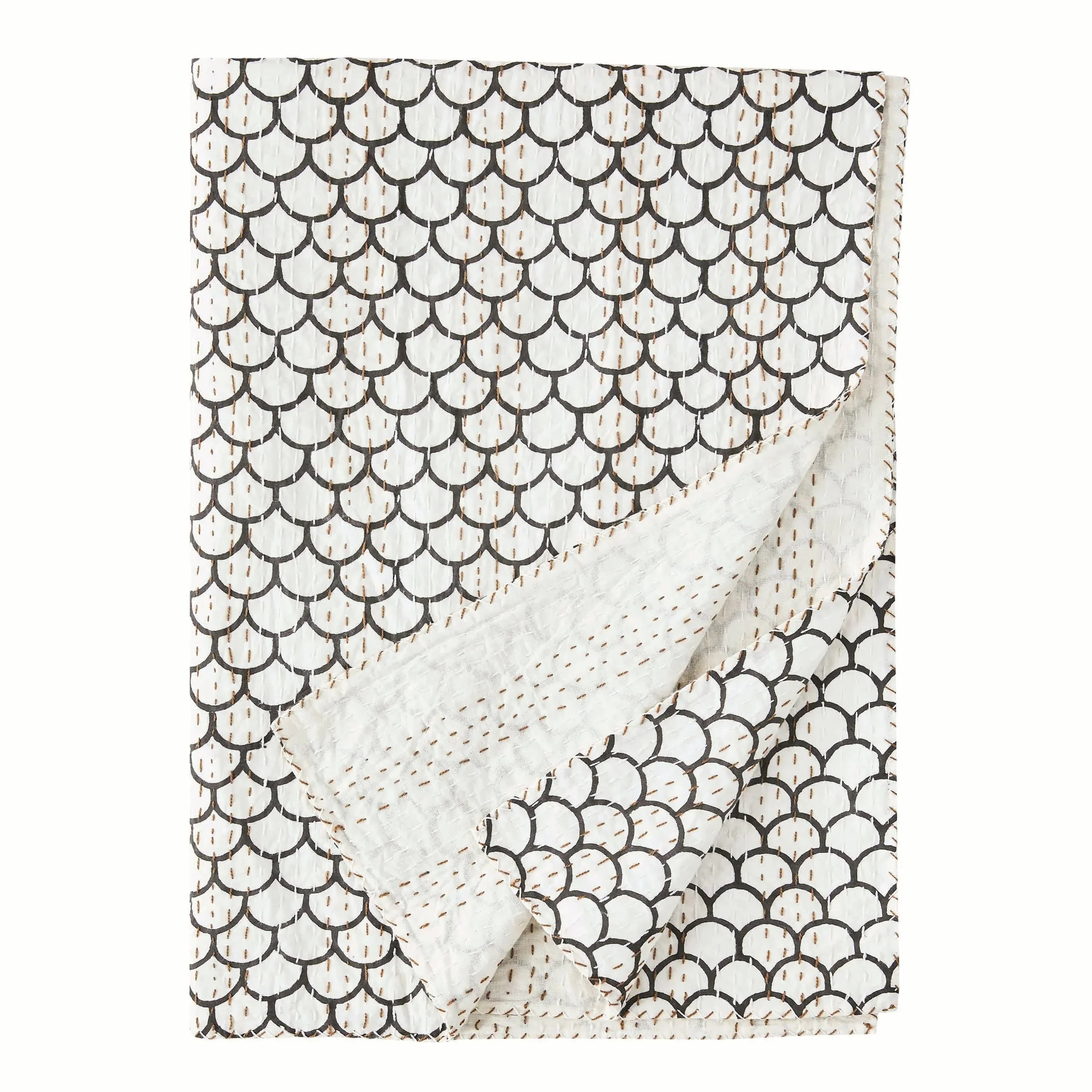 Hand Stitched Block Print Kantha Coverlets Mélange Home