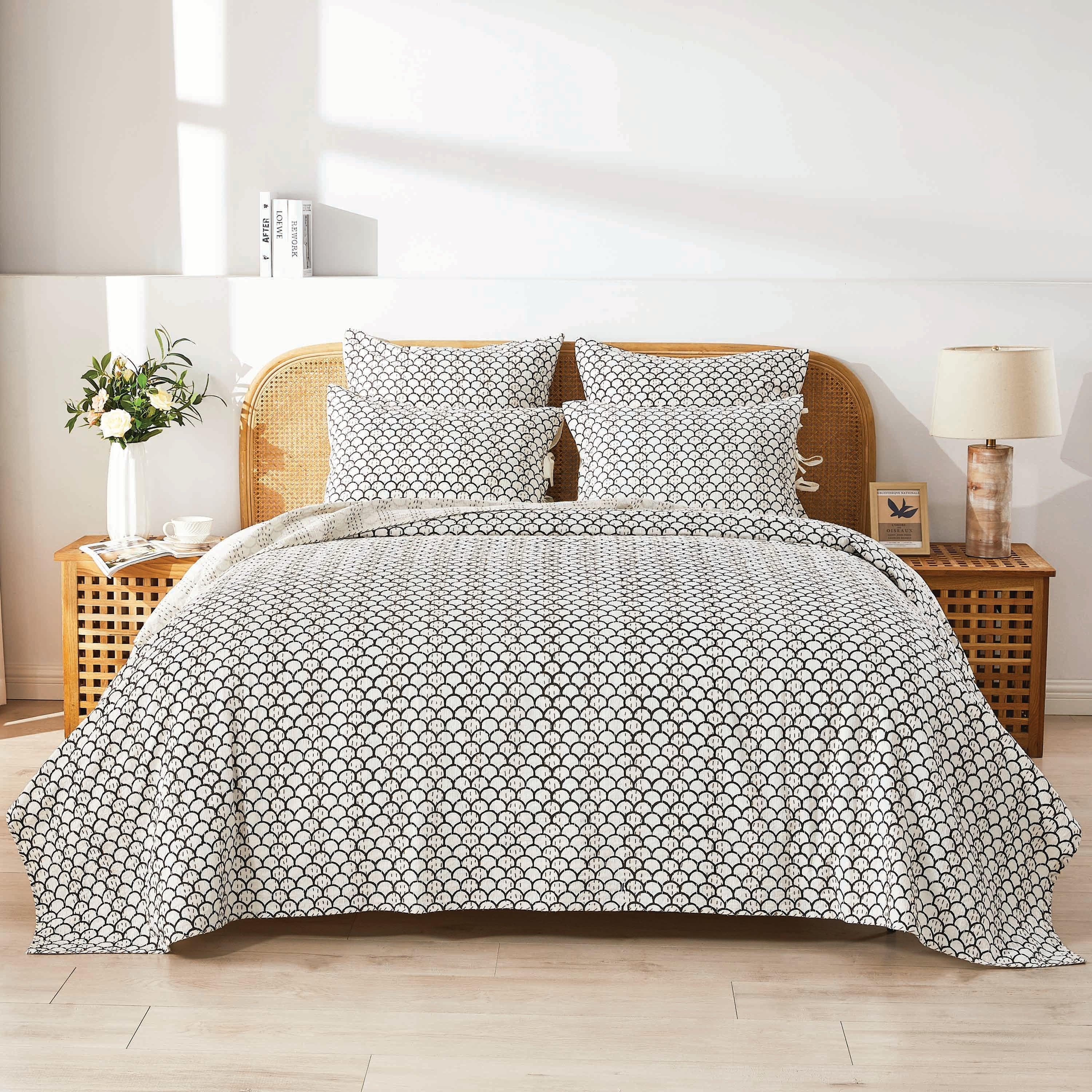 Hand Stitched Block Print Kantha Coverlets Mélange Home