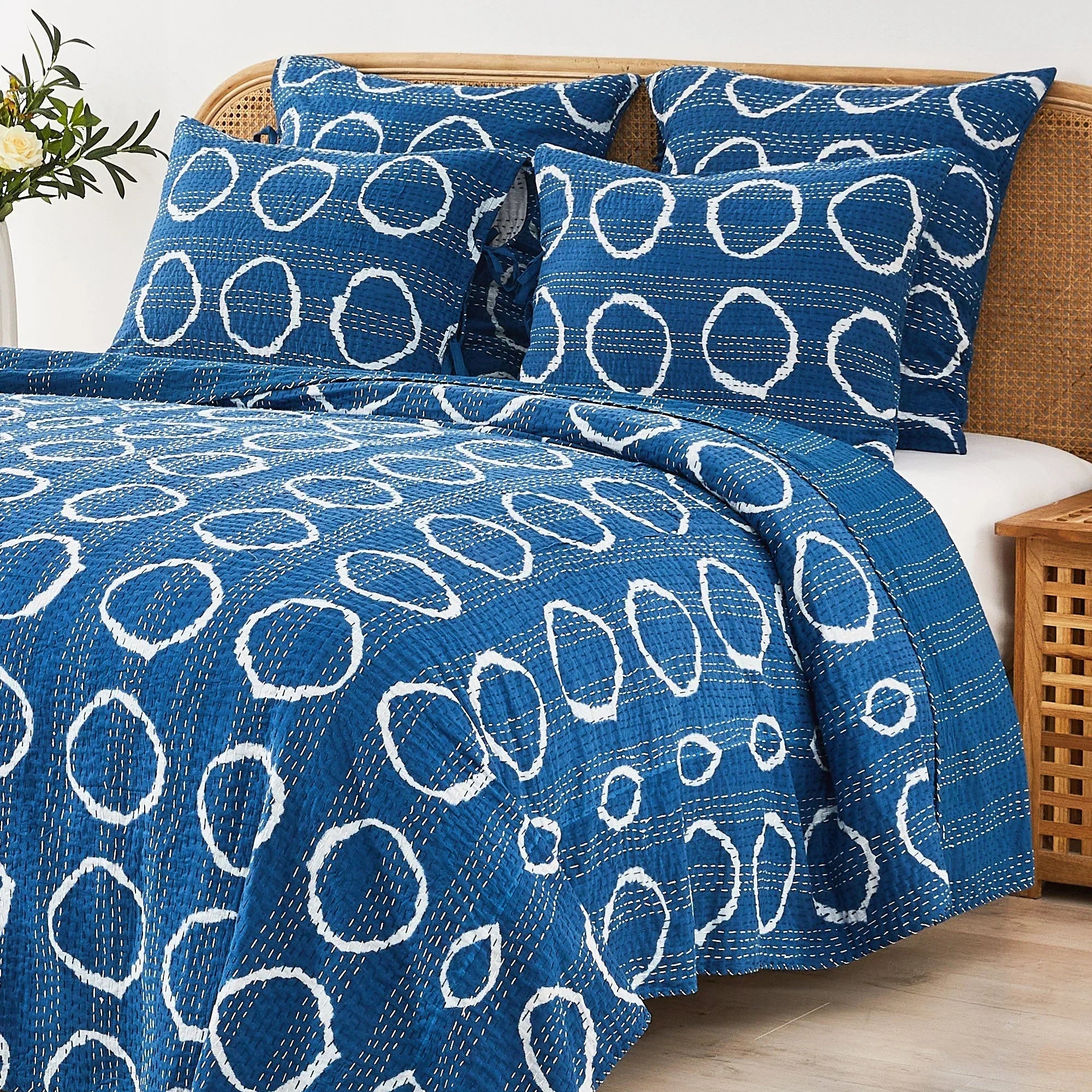 Hand Stitched Block Print Kantha Coverlets Mélange Home
