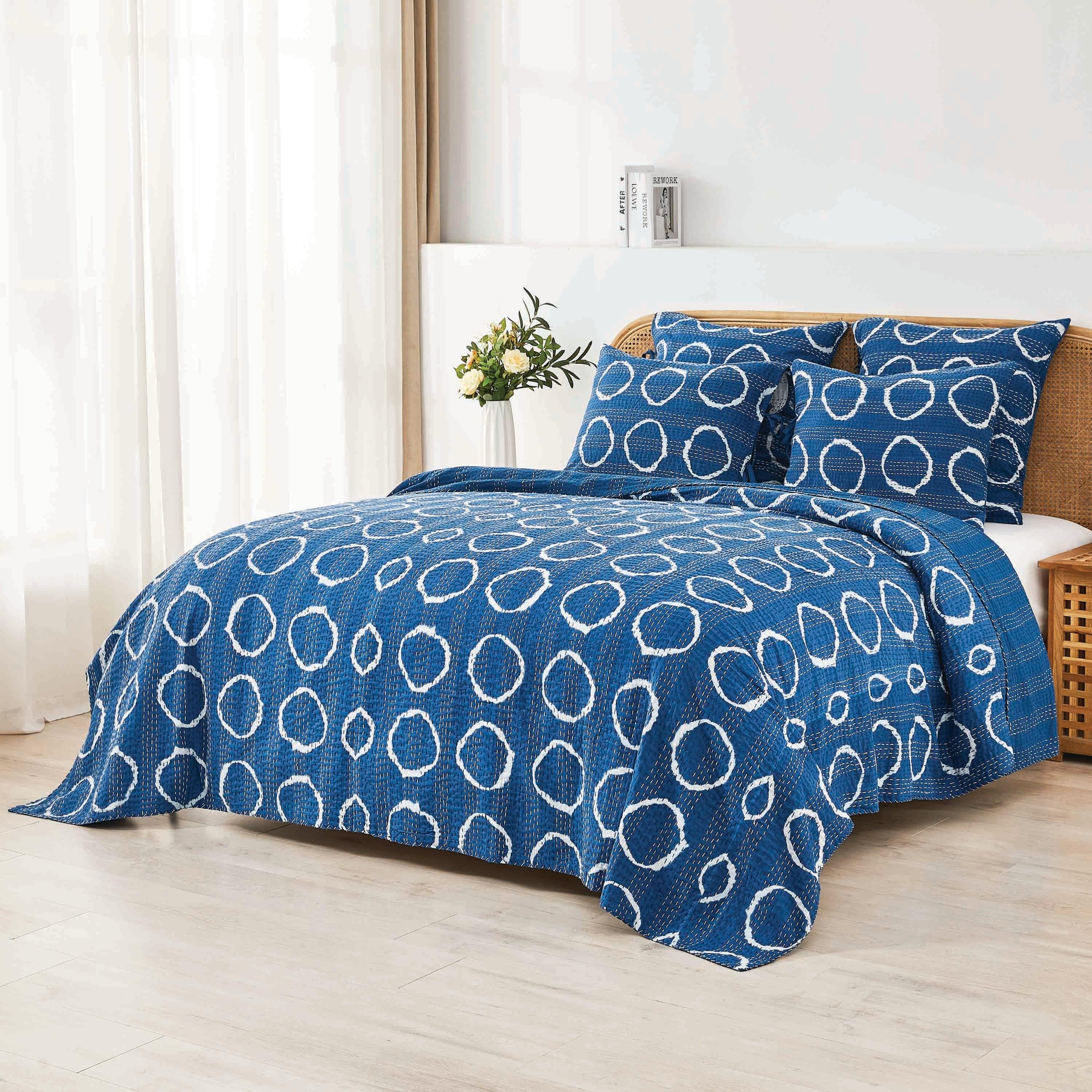Hand Stitched Block Print Kantha Coverlets Mélange Home