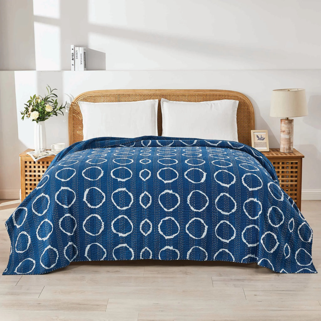 Hand Stitched Block Print Kantha Coverlets Mélange Home