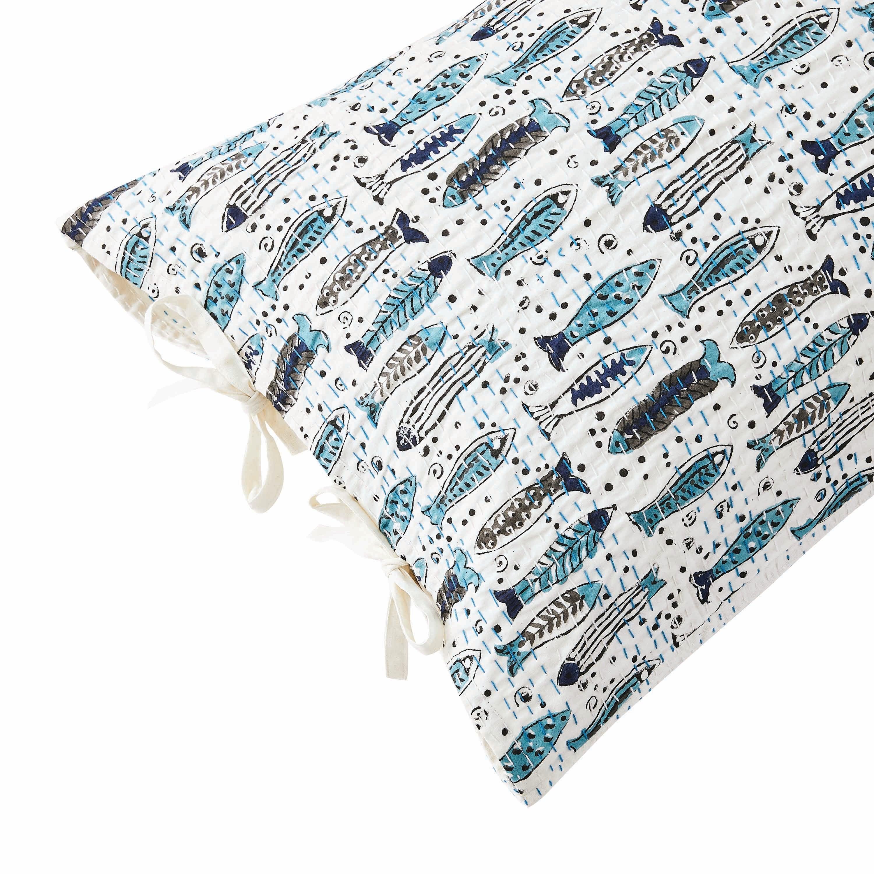 Hand Stitched Block Print Kantha Pillow Sham Pairs Mélange Home