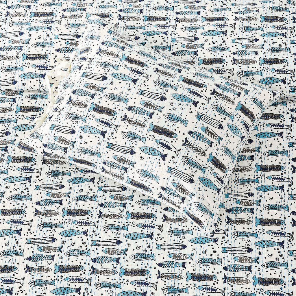 Hand Stitched Block Print Kantha Pillow Sham Pairs Mélange Home